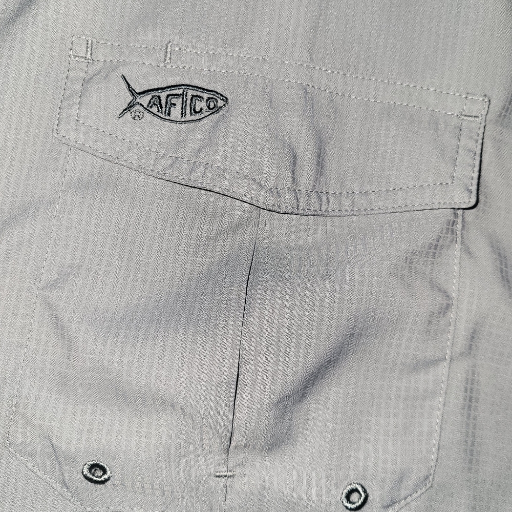 AFTCO AFTECH Fishing Rangle Long Sleeve Sun Shirt‎ Vented Gray Size X Large - Picture 5 of 6